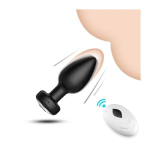 PLUG ANAL DE SILICONE EM FORMATO ANATÔMICO COM VIBRO E CONTROLE REMOTO