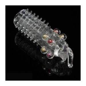  CAPA PENIANA COM CERDAS MASSAGEADORAS E PÉROLAS ESTIMULADORAS