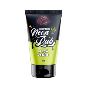 NEON LUB GEL COMESTÍVEL MAÇÃ VERDE BRILHA EM LUZ NEGRA 30G PEPPER BLEND