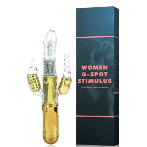 Vibrador Rotativo Recarregável com Estimulador Clitoriano e Penetrador Anal