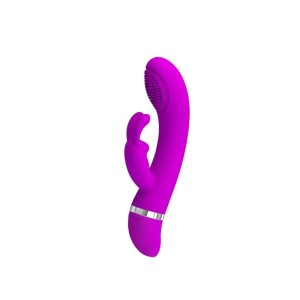 Vibrador com Estimulador Formato Coelho com 3 Intensidades de Vibração