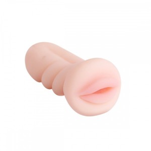 MASTURBADOR EM FORMATO DE BOCA FEITO DE CYBERSKIN COM FISSURAS E TEXTURAS INTERNAS