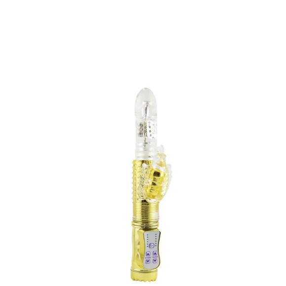 Vibrador Rotativo Recarregável Sobe e Desce com Estimulador Clitoriano Borboleta e 36 Modos de Vibração