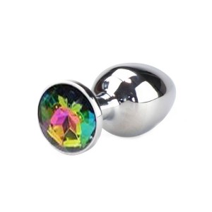 PLUG ANAL MÉDIO EM ALUMÍNIO COM PEDRA