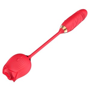 Vibrador Duplo Formato de Rosa e Penetrador com Movimentos de Vai e Vem