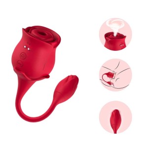 Vibrador Duplo Flexível em Formato de Rosa