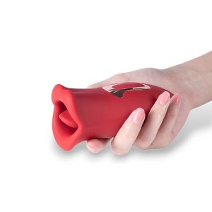 Vibrador Recarregável que Simula Beijo Francês Formato Boca com Língua