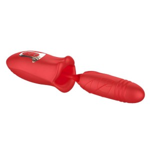 Vibrador Formato Boca com Penetrador e Movimentos de Vai e Vem