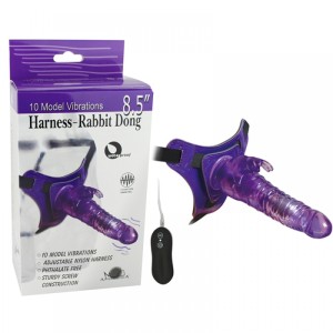 CINTA PENIANA COM VIBRADOR E ESTIMULADOR CLITÓRIS HARNESS RABBIT DONG