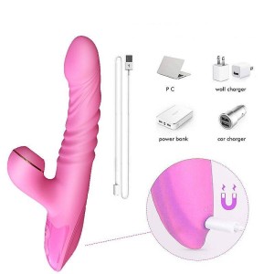 Vibrador de Ponto G e Clitóris com Pulsação e Vai e Vem