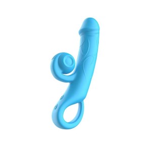 Vibrador com Detalhe de Glande e Estimulador Clitoriano Vibratório