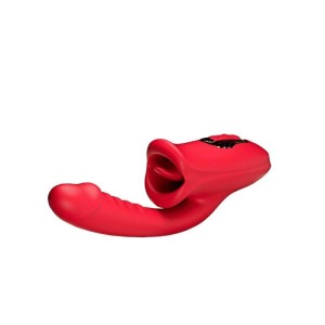 Vibrador Recarregável com Estimulador Clitoriano Formato Boca