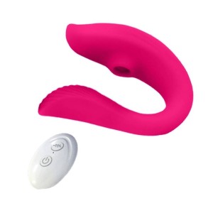 Vibrador de Casal com Sugador de Clitóris e Controle