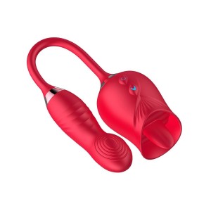 Vibrador Duplo Flexível com Movimentos de Língua, Vibração e Pulsação