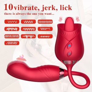 Vibrador Duplo Flexível com Movimentos de Língua, Vibração e Pulsação