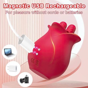 Estimulador Clitoriano Formato de Rosa com 10 Modos de Vibração e 10 Movimentos de Vai e Vem