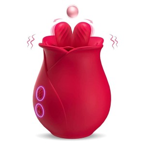 Estimulador Clitoriano Formato de Rosa com 10 Modos de Vibração e 10 Movimentos de Vai e Vem