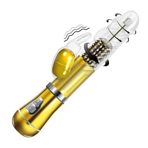 Vibrador Rotativo de Coelho Cromado Recarregável