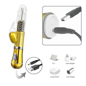 Vibrador Rotativo de Coelho Cromado Recarregável