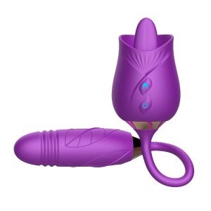 Vibrador Duplo Flexível com Língua e Movimentos Vai e Vem
