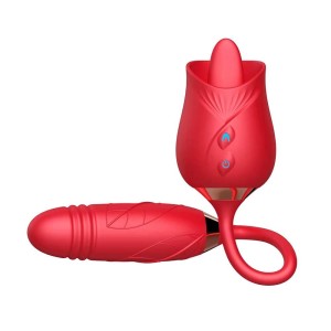 Vibrador Duplo Flexível com Língua e Movimentos Vai e Vem