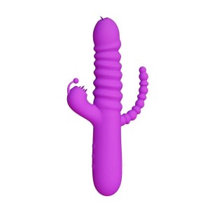 Vibrador Vai e Vem com Estimulador Clitoriano e Penetrador Anal