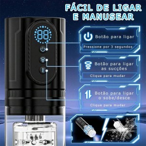 Masturbador Masculino Sobe e Desce com Rotação e Sucção