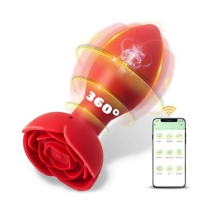 Plug Anal Rosa Giratória com Vibração e Aplicativo