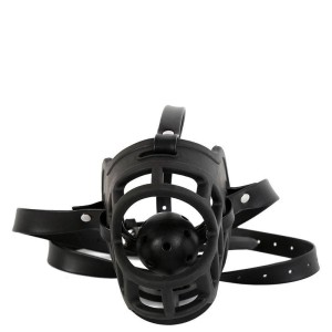 Focinheira Gradeada com Mordaça de Bola, Alça Dupla e Regulagem por Fivelas