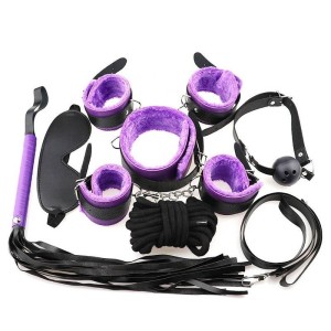 Kit Bondage com 7 Peças com Forro em Pelúcia