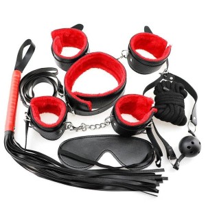 Kit Bondage com 7 Peças com Forro em Pelúcia