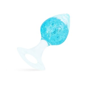 Plug Silicone Platina com Esfera de Vidro Interno e Alça - Coração - Tamanho M