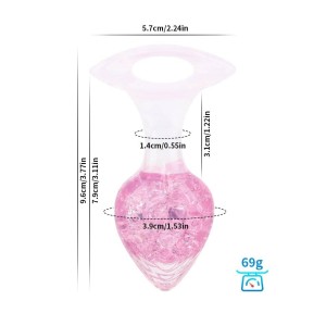 Plug Silicone Platina com Esfera de Vidro Interno e Alça - Coração - Tamanho M