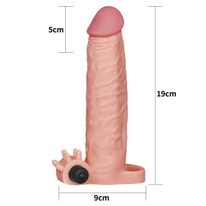 Capa Extensora Peniana de 5 cm com Anel e  Vibrador de Clitóris