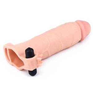 Capa Extensora Peniana de 7,6 cm com Anel e  Vibrador de Clitóris