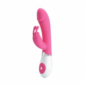 Vibrador com Estimulador de Clitóris Formato Coelho à Pilha