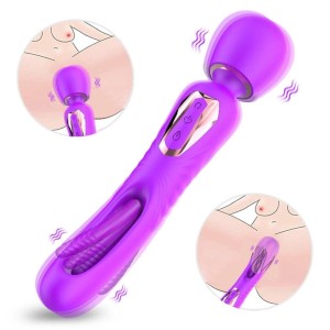 Vibrador Varinha Mágica Duplo Recarregável  com Batidinhas