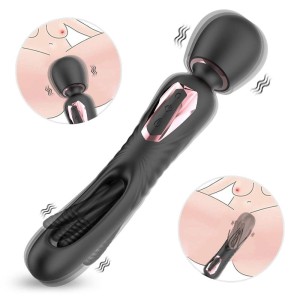 Vibrador Varinha Mágica Duplo Recarregável  com Batidinhas