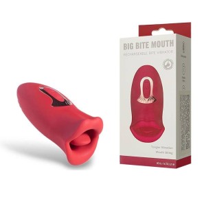 Vibrador Recarregável Simula Beijo Francês Formato Boca com Língua