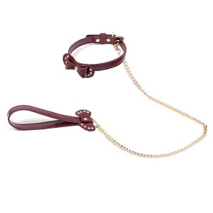 Coleira Vinho com Guia de corrente Luxo