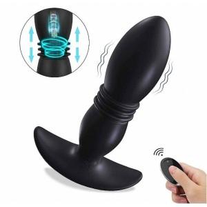 Plug Anal com Vibrador Vai e Vem e Controle Remoto