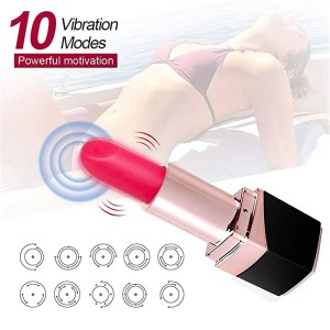 Vibrador Batom com 10 Modos de Vibração Recarregável 