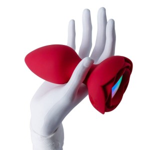 Plug Anal Flor em Silicone com LED com 10 Modos de Vibração e Rotação e Controle Remoto sem Fio