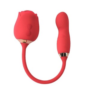Vibrador com Pulsação e Dedilhar / Vem cá - Formato de Rosa 