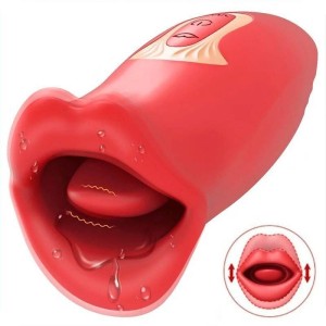 Vibrador com Estimulador em formato de Boca - Recarga via USB - 10 modos de Vibração