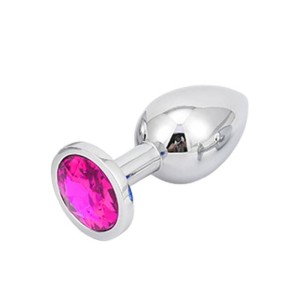 PLUG ANAL EM ALUMÍNIO GRANDE COM PEDRA PINK