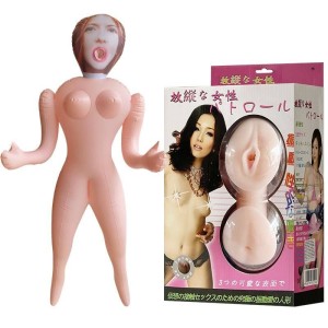 Boneca Inflável com Rosto 3D com Vagina e Ânus Removíveis em Cyberskin