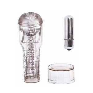 Masturbador Lanterna em Lata Transparente Vagina com Vibro