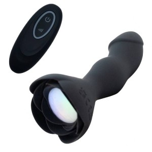 Plug Anal Vibro Formato Pênis com Luz Led e Controle Remoto