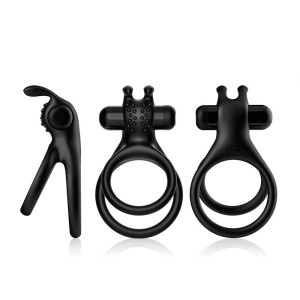 Anel Peniano Duplo em Silicone com Estimulador Clitoriano Vibro